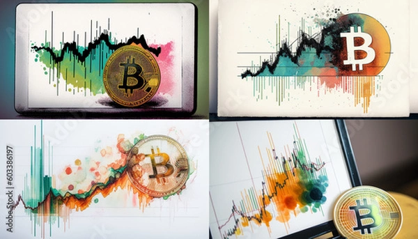 Obraz bitcoin watercolor chart