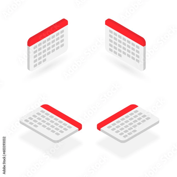 Fototapeta Isometric calendar isolated on white background. Set of 3d icons of monthly calendar. Isometric clip art element for technology, business concept, mobile, business, infographic app and website design