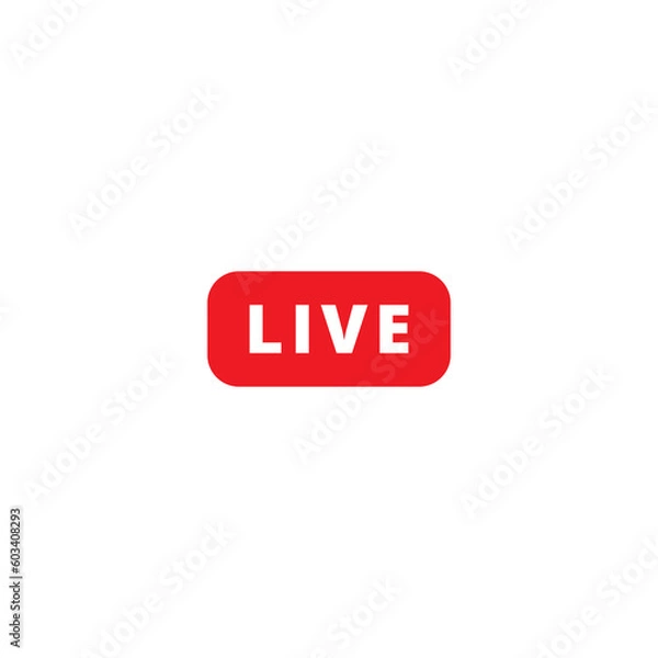 Fototapeta Red live stream button or vector icon .