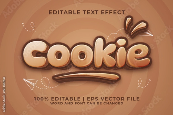 Fototapeta Cookie 3d Editable Text Effect Cartoon Style Premium Vector