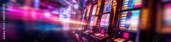 Fototapeta Banner Of Colorful Slot Machines Background Generative AI