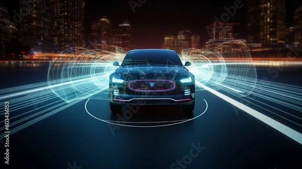 Obraz Autonomous Vehicle Guided by AI Technology