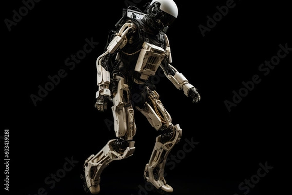 Fototapeta A clean and uncluttered visualization of a robotic exoskeleton enhancing human capabilities Generative AI