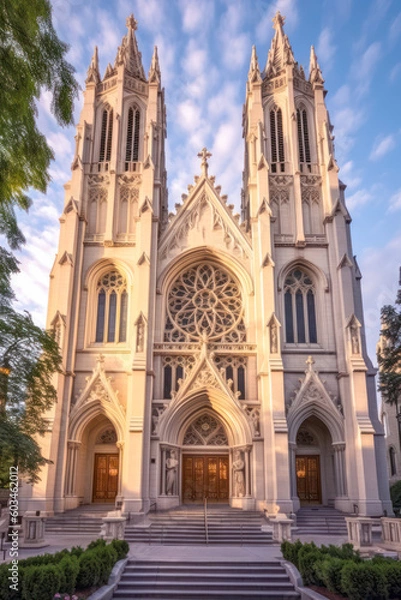 Fototapeta Cathedral exterior architecture. Generative AI