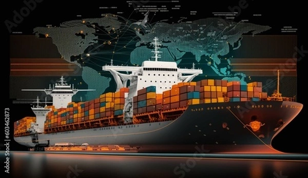 Fototapeta Transportation and logistic network distribution growt.Generative AI.