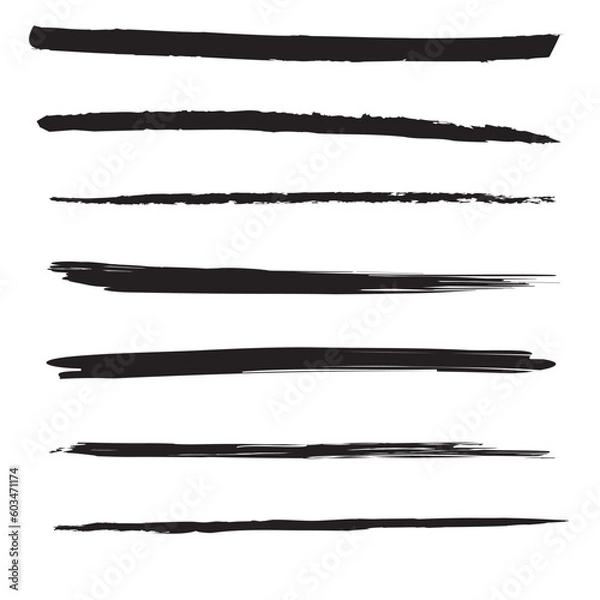 Fototapeta set of strokes underlines hand drawn vector