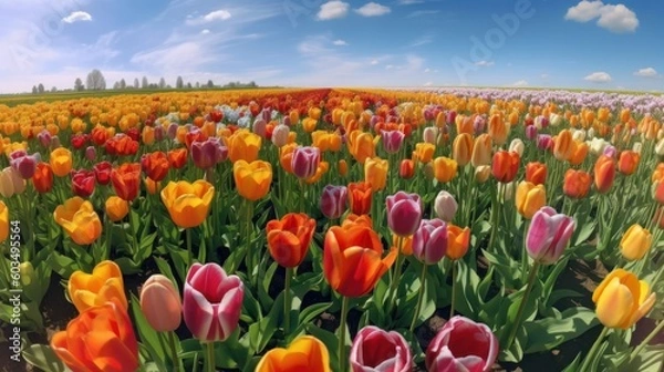 Obraz tulip farm field, generative ai
