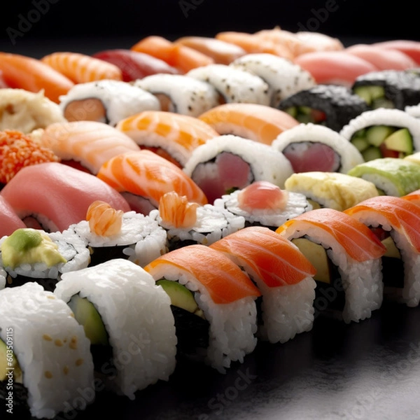 Obraz sushi on a plate Generative AI.