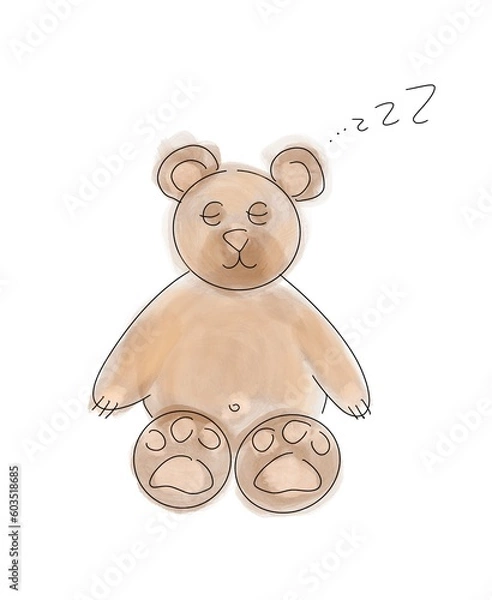 Fototapeta Teddy Bear watercolor
