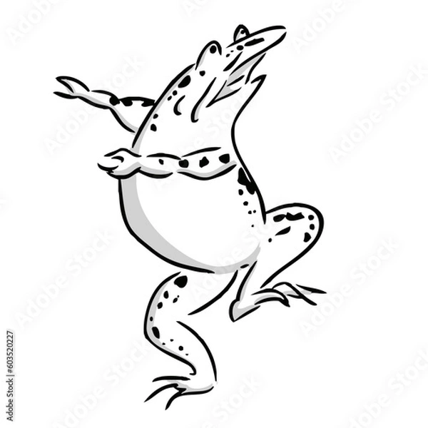 Obraz 鳥獣戯画驚いたカエル漫画風