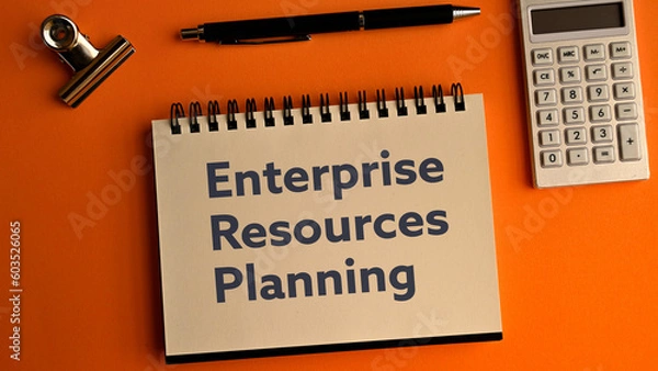 Fototapeta There is notebook with the word Enterprise Resources Planning.It is as an eye-catching image.