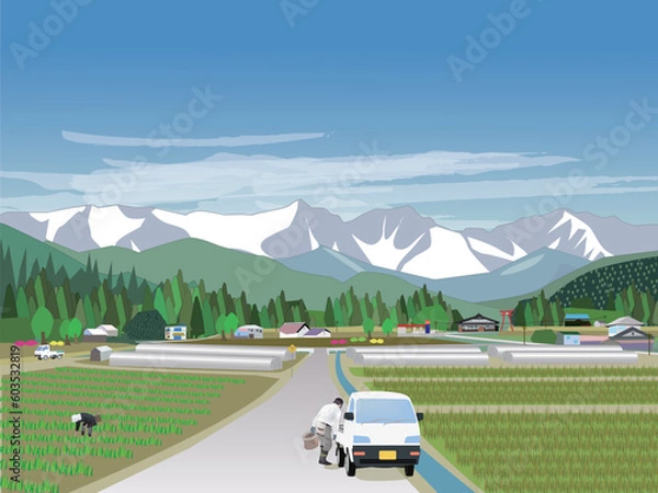 Fototapeta 田舎の農家風景