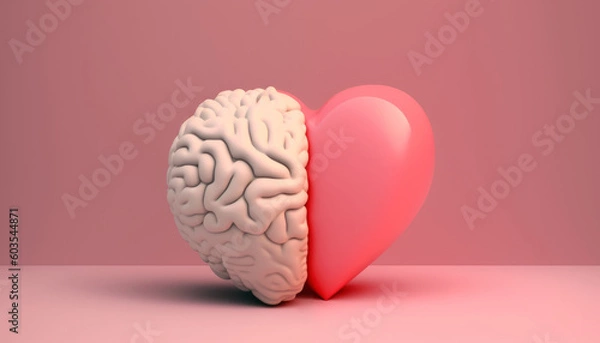 Fototapeta Brain and Heart for Mental health awareness care , Generative Ai