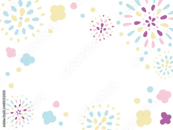 Obraz てがきでかわいい夏の花火の背景フレーム