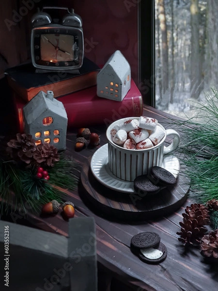 Fototapeta chocolate with marshmallows