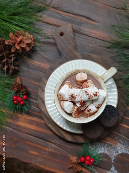 Fototapeta chocolate with marshmallows