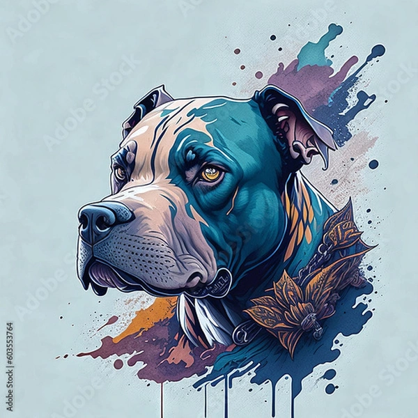 Fototapeta Dog, vector design, vibrant color splash, AI generated