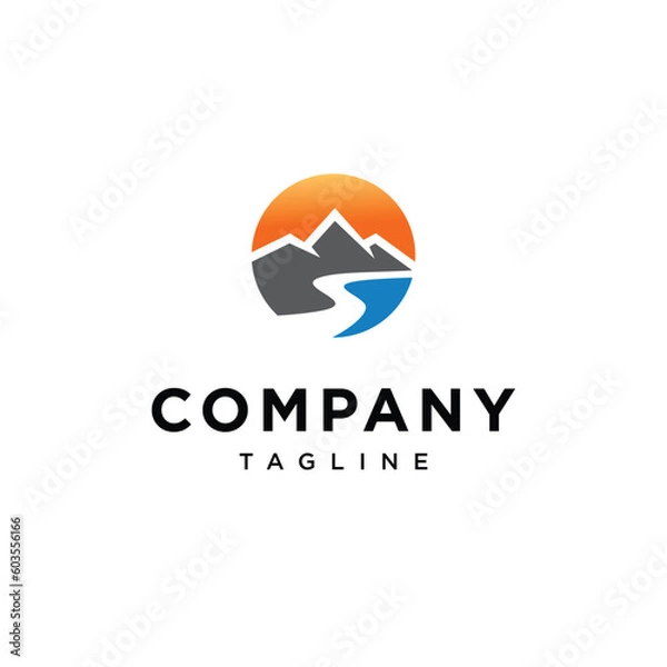 Obraz 
Mountain and sunset logo icon vector template