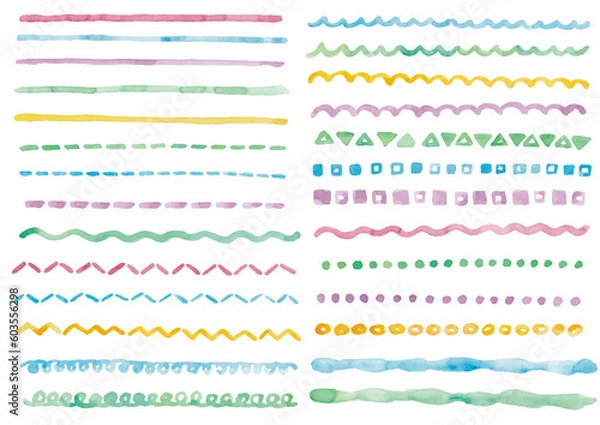 Obraz 手描き水彩画イラスト　たくさんの線