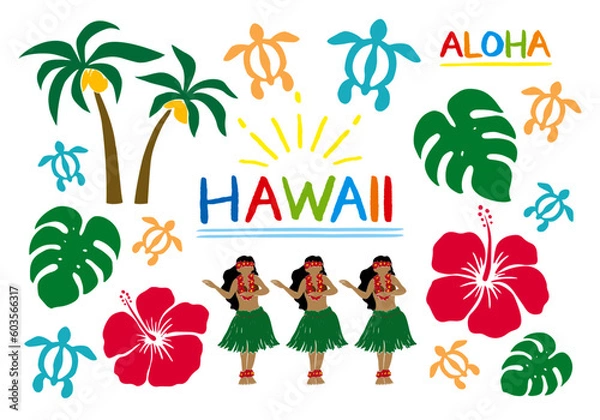 Obraz 手書き風ハワイイラスト