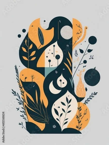Fototapeta Modern Minimal Abstract Boho Art Design ai generated