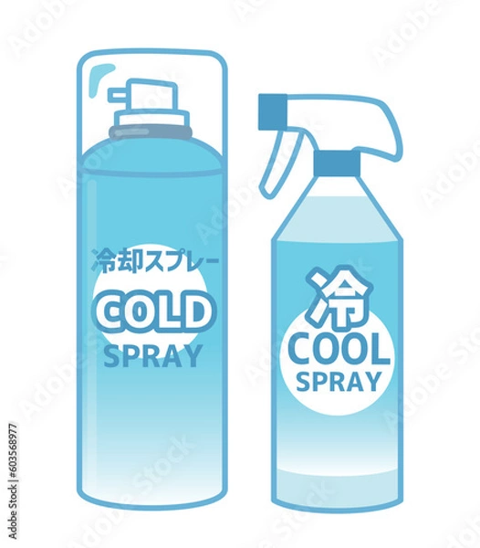 Fototapeta コールドスプレー缶とクールスプレーボトル(白フチあり)