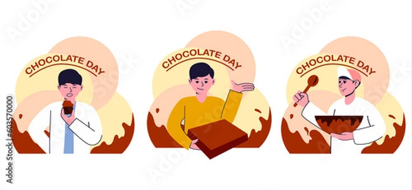 Obraz Flat Bundle World Chocolate Day Design Illustration