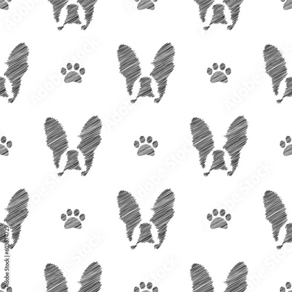Obraz French bulldog scribble seamless vector pattern