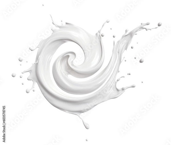 Fototapeta Milk swirl splash. Ai. Cutout on transparent 