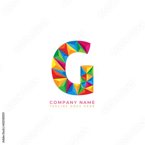 Obraz Colorful letter g logo design for business company in low poly art style