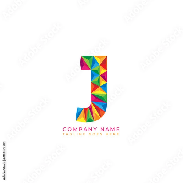 Obraz Colorful letter j logo design for business company in low poly art style
