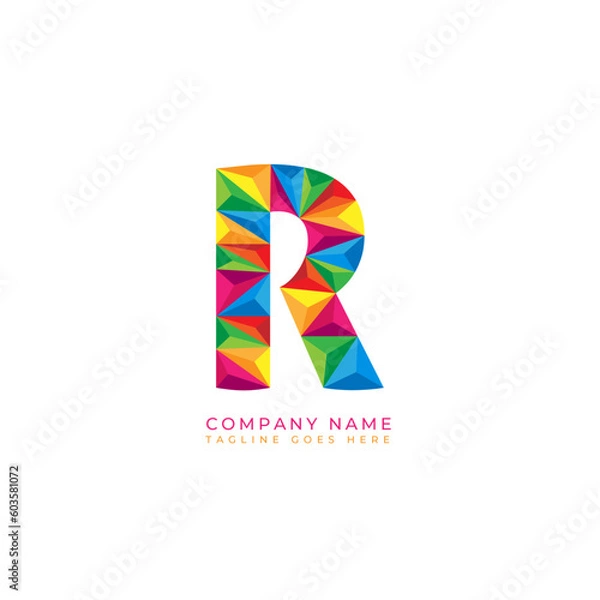 Obraz Colorful letter r logo design for business company in low poly art style