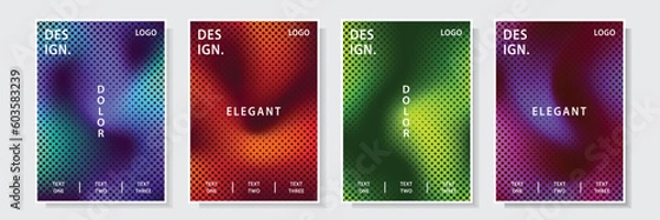 Fototapeta gradation mesh style futuristic cover template with dots halftone, abstract fluid pattern, set collection design vector