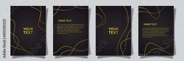 Fototapeta abstract golden striped style cover set collection with black background vector