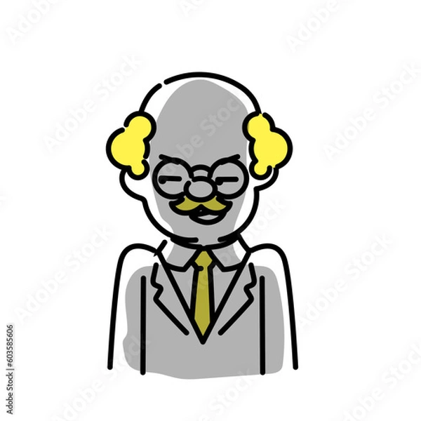 Fototapeta かわいい人物のイラストシリーズ _ 博士_シニア _ 企む