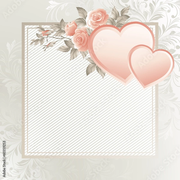 Fototapeta illustration background with heart and roses