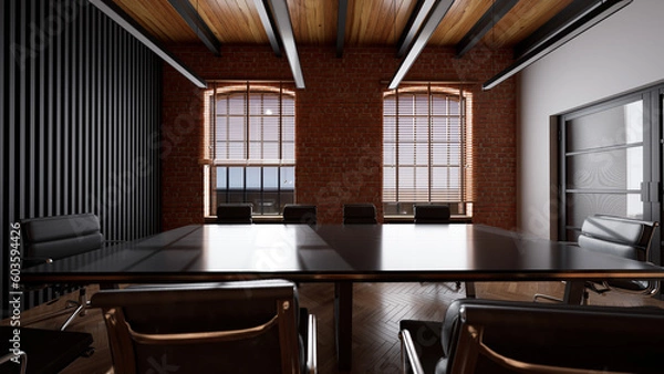 Fototapeta 大きな窓が二つある会議室