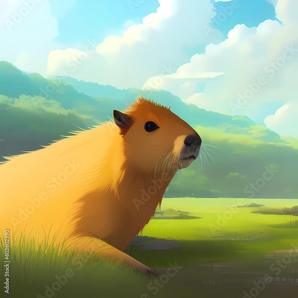 Obraz Capybara in nature. Generative AI
