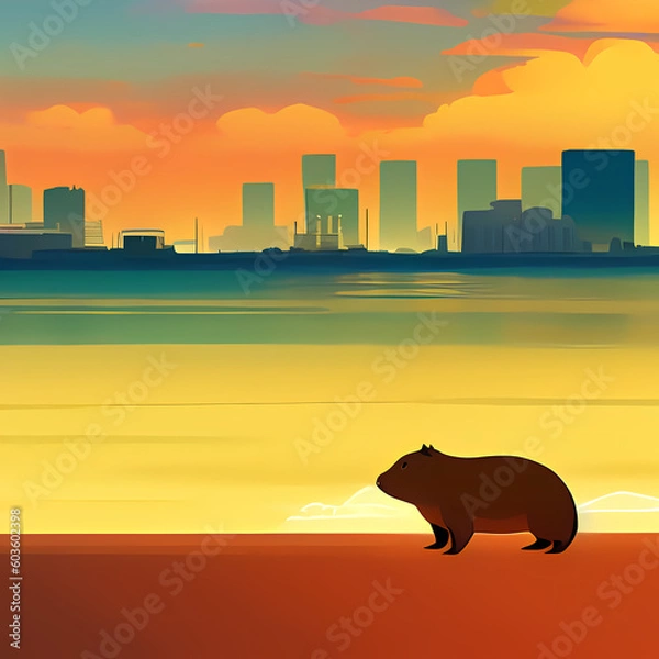 Obraz Capybara in the city. Generative AI
