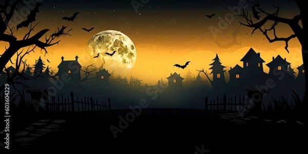 Fototapeta Halloween background banner spooky scary pumpkin banner autumn season, generated ai