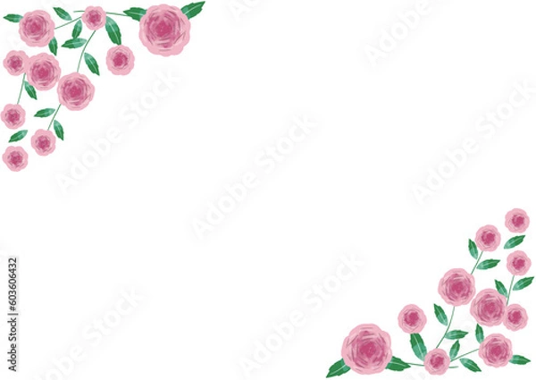 Fototapeta ピンクのバラの手描きベクターイラスト