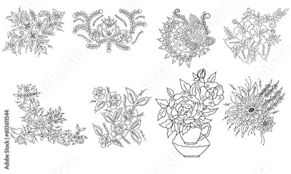 Obraz Set of Hand drawn flowers 