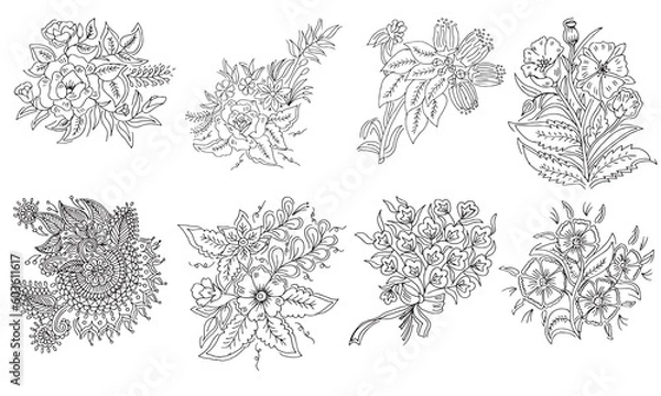 Obraz set of hand drawn flowers