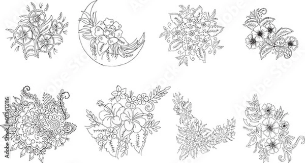 Obraz set of hand drawn flowers
