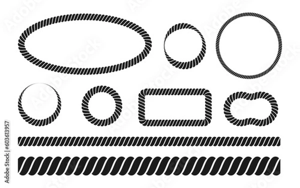 Fototapeta rope frames set, vector illustration
