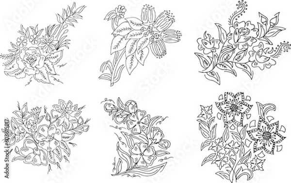 Obraz Set of Hand drawn flowers 