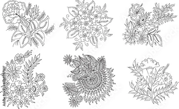 Obraz Set of Hand drawn flowers 