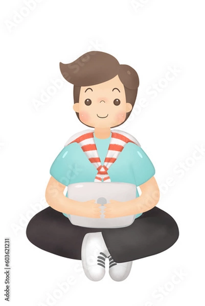 Obraz Man sitting with Workspace .