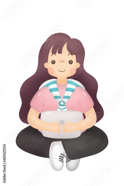 Obraz Woman sitting with Workspace .