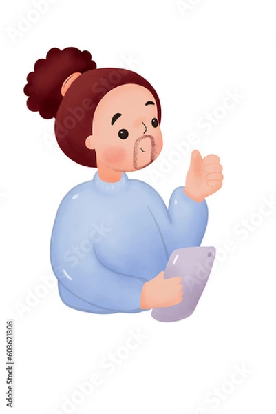 Obraz cartoon, child, vector, boy, illustration, baby, kid, woman, fun, person, happiness, art, people, children, smile, smiling, angel, infant, drawing, cute, business